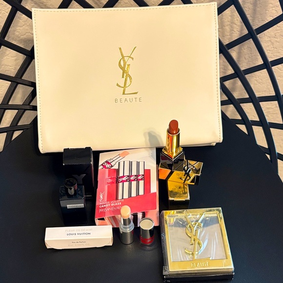 YSL Mini Bundle w/ Gold YSL Logo Mirror - Picture 1 of 7
